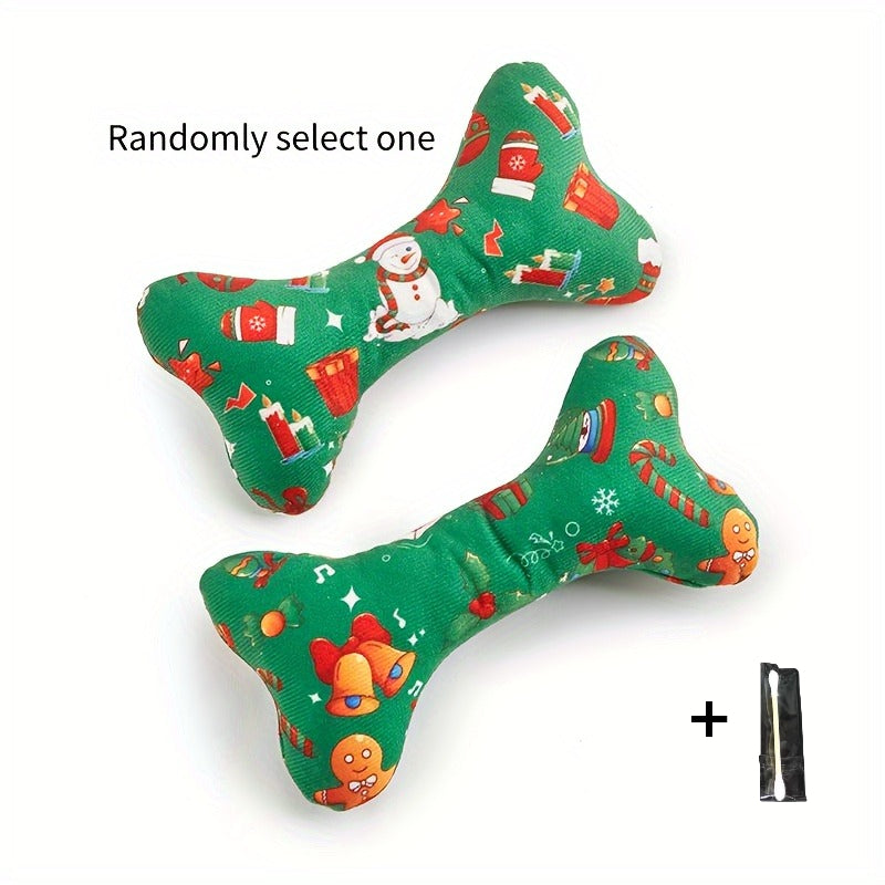 1 pet plush toy Christmas bone +1pc Cleaning rod durable chew toy for cats and dogs, sound toy, Christmas birthday party toy, health game, Interactive Pet Toy, Chew Resistance Training, Playful Pet Gift, Petsafe Fabric, Longl