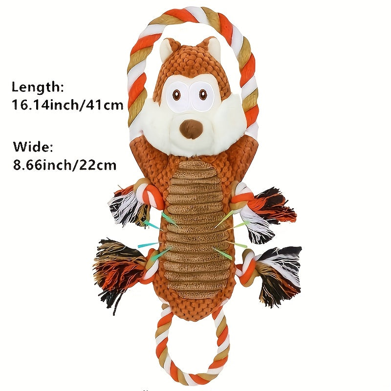 Interactive Squeaky Monkey Dog Toy with Pull String - Plush Chewable Loud Squeaker, for all Breed Sizes (Puppies & Dogs), Durable for teething & Solo/Interactive Play - Ideal Dog Chew Gift for &