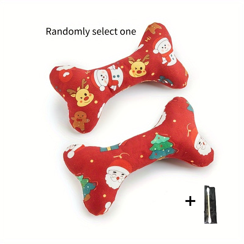 1 pet plush toy Christmas bone +1pc Cleaning rod durable chew toy for cats and dogs, sound toy, Christmas birthday party toy, health game, Interactive Pet Toy, Chew Resistance Training, Playful Pet Gift, Petsafe Fabric, Longl