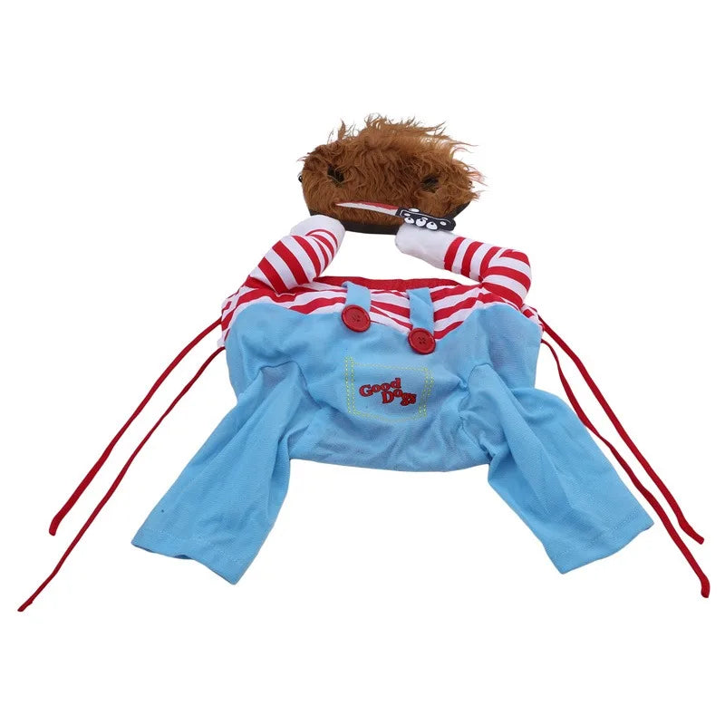 Funny Dog Horror Movie Clothes Sweatshirt Set Cosplay Chucky Pet Clothes Party Costume Comical Outfits Halloween Dress Jumpsuit