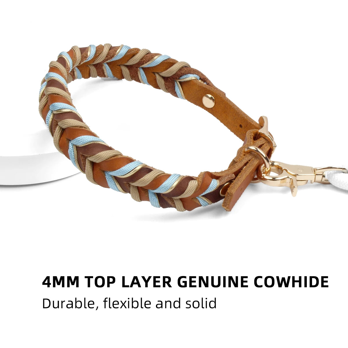 Genuine Leather Collar For Strong And Durable Puppy Medium Large Dogs Fashion Braided Colorful Nylon Rope Dog Collar New Arrival