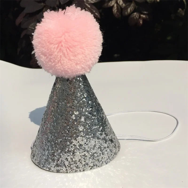 Cute Pet Dog Cat Shiny Cute Non-woven Crown Birthday Cap Hat Numbers Party Decor Teddy Labrador Birthday Party Party Sign