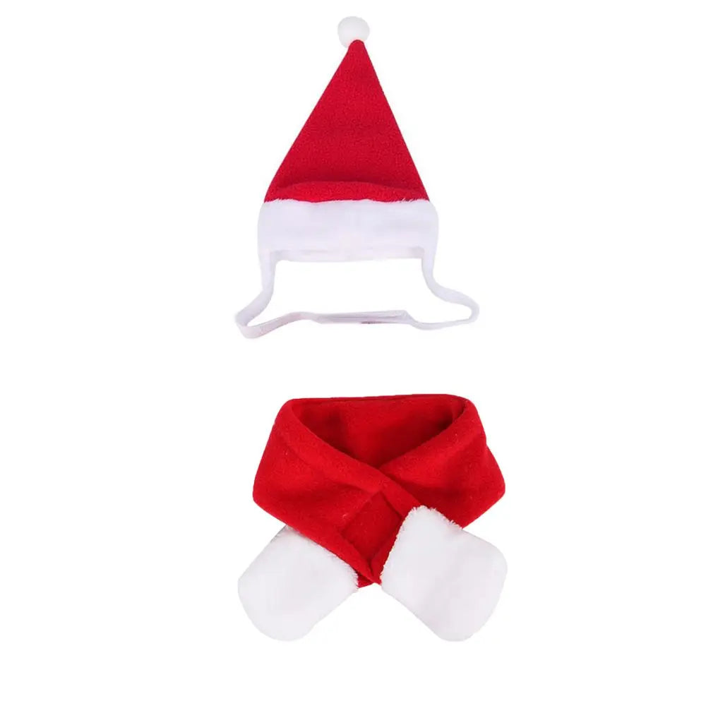 Cute Winter Pet Cloak Dog Cat Christmas Clothes Warm Puppy Santa Red Scarf Hat Head Funny Christmas Pet Costume Dog Cat Cloaks