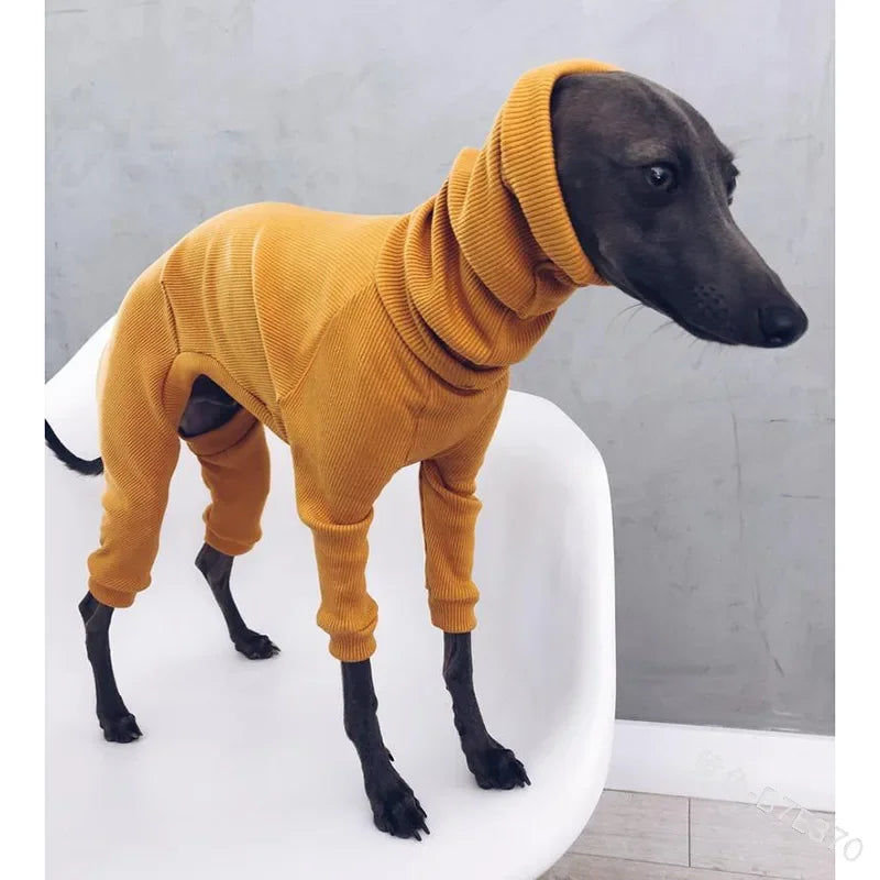 Turtleneck Big Dog Italian Greyhound Clothes Winter Overall for Dogs Rib Four-legged Pajamas Pet Sweater Jumpsuit for Large Dogs