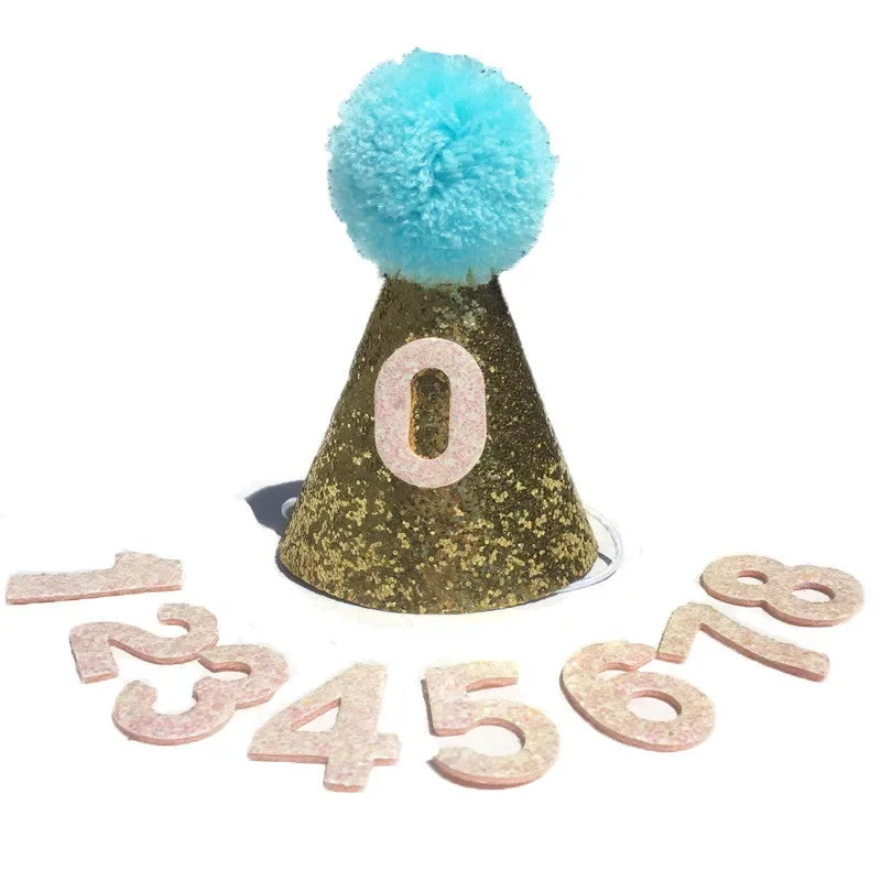 Cute Pet Dog Cat Shiny Cute Non-woven Crown Birthday Cap Hat Numbers Party Decor Teddy Labrador Birthday Party Party Sign