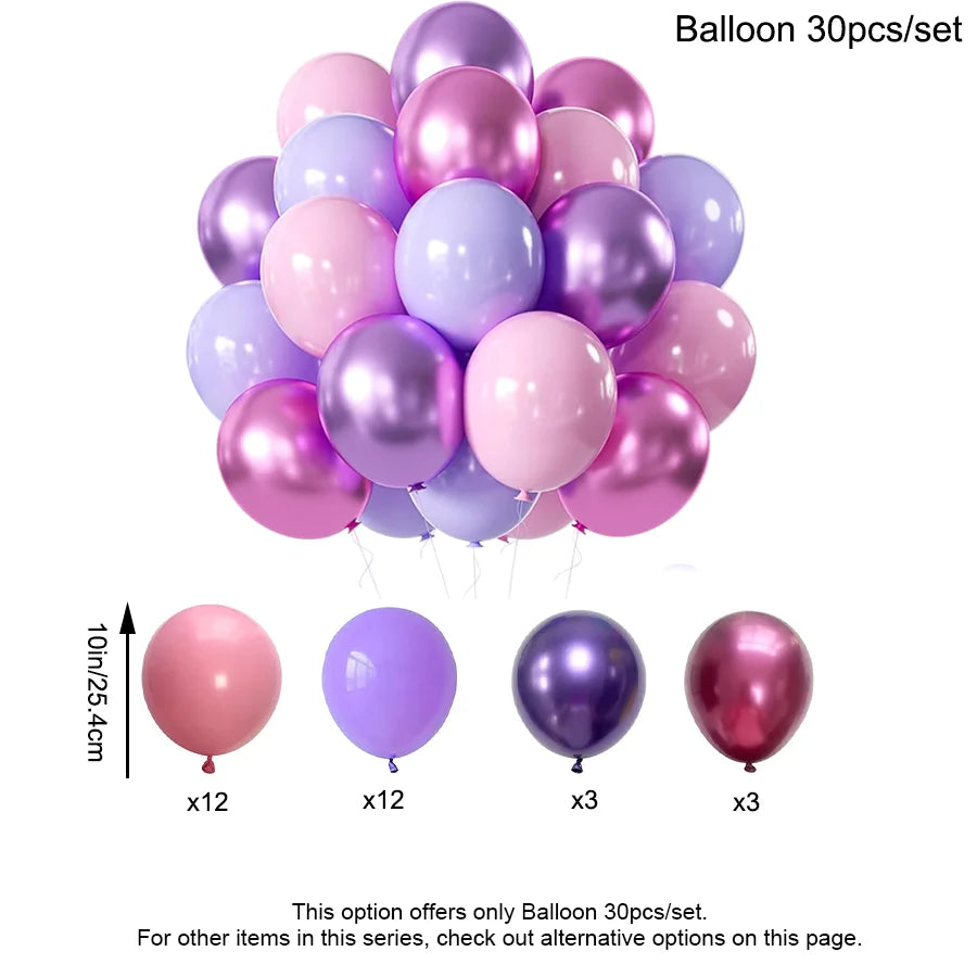 Purple Pink Birthday Party Decorations Set with Happy Birthday Banner, Tissue Paper Pompoms, Tassel Garland, and Balloon Set