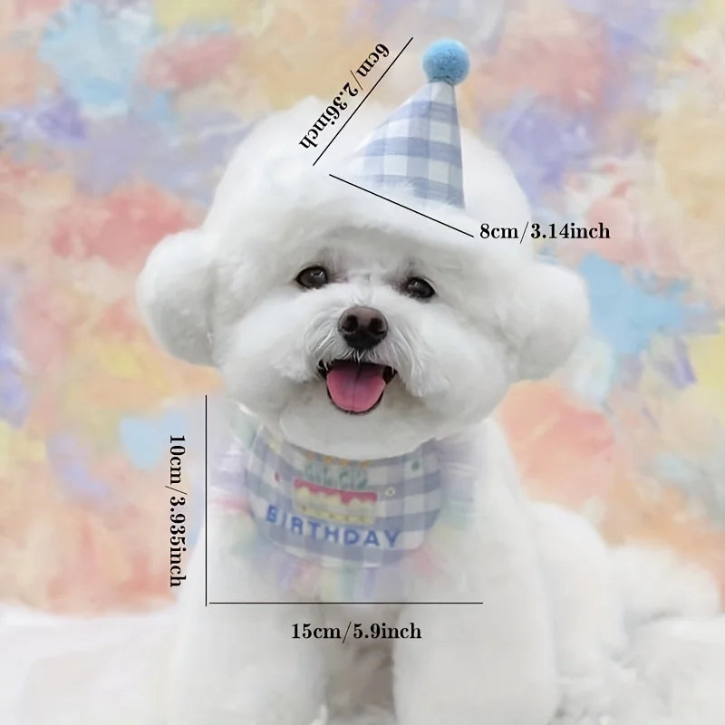 Dog & Cat Birthday Hat and Bandana Set – Cute Pet Birthday Accessories for Party & Photos