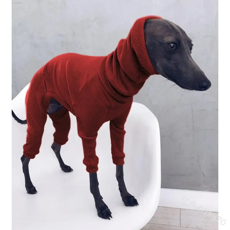 Turtleneck Big Dog Italian Greyhound Clothes Winter Overall for Dogs Rib Four-legged Pajamas Pet Sweater Jumpsuit for Large Dogs