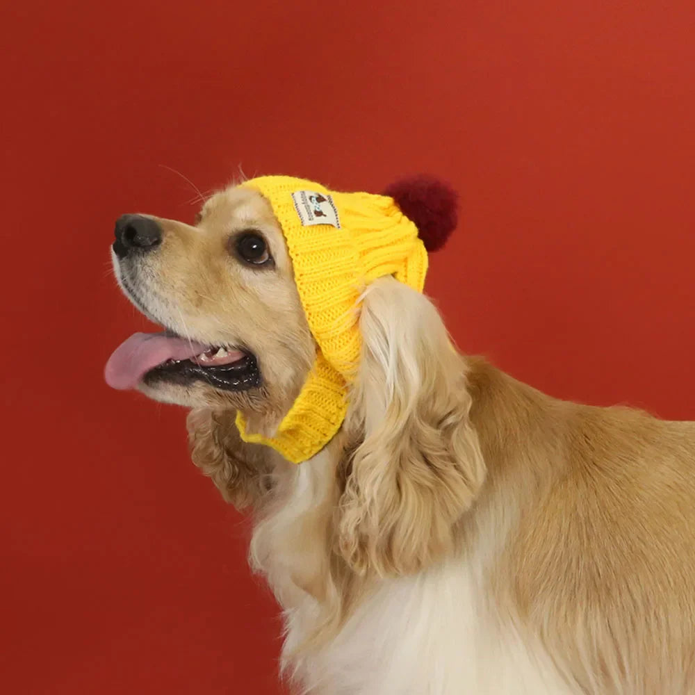 Christmas Pet Hat with Ear Hole Winter Dog New Year Knitted Hat Cat Adjustable Cap Warm Headwear Xmas Costumes for Puppy Kitten