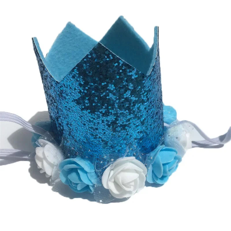 Cute Pet Dog Cat Shiny Cute Non-woven Crown Birthday Cap Hat Numbers Party Decor Teddy Labrador Birthday Party Party Sign