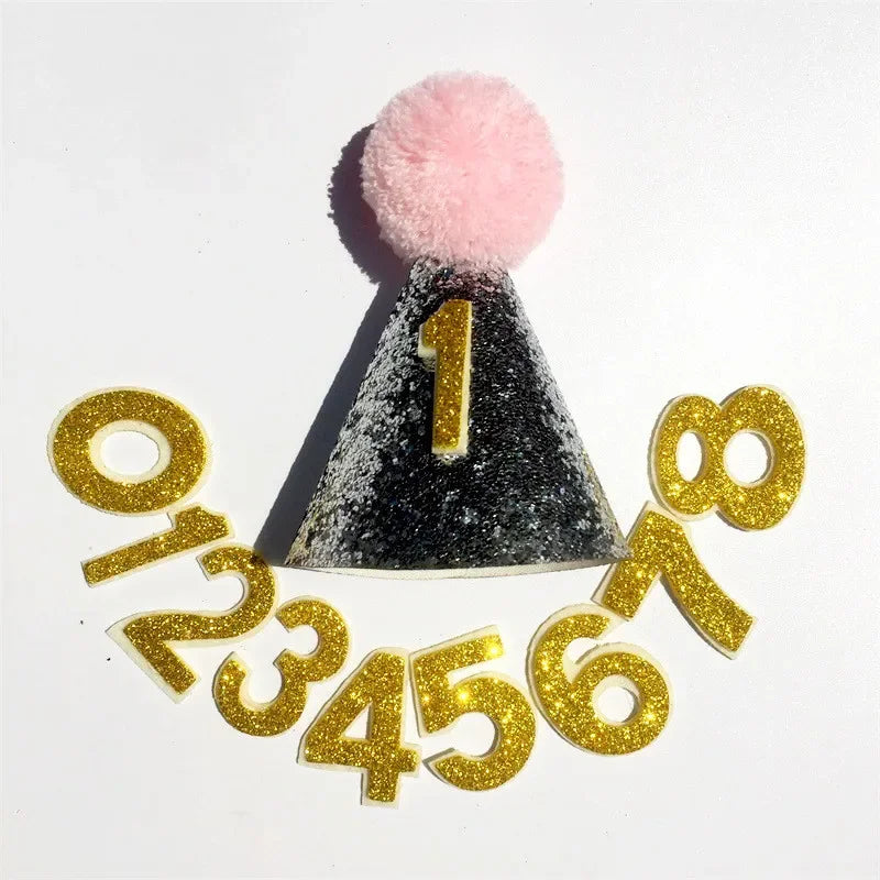 Cute Pet Dog Cat Shiny Cute Non-woven Crown Birthday Cap Hat Numbers Party Decor Teddy Labrador Birthday Party Party Sign