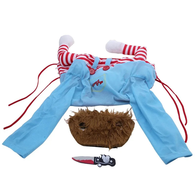 Funny Dog Horror Movie Clothes Sweatshirt Set Cosplay Chucky Pet Clothes Party Costume Comical Outfits Halloween Dress Jumpsuit