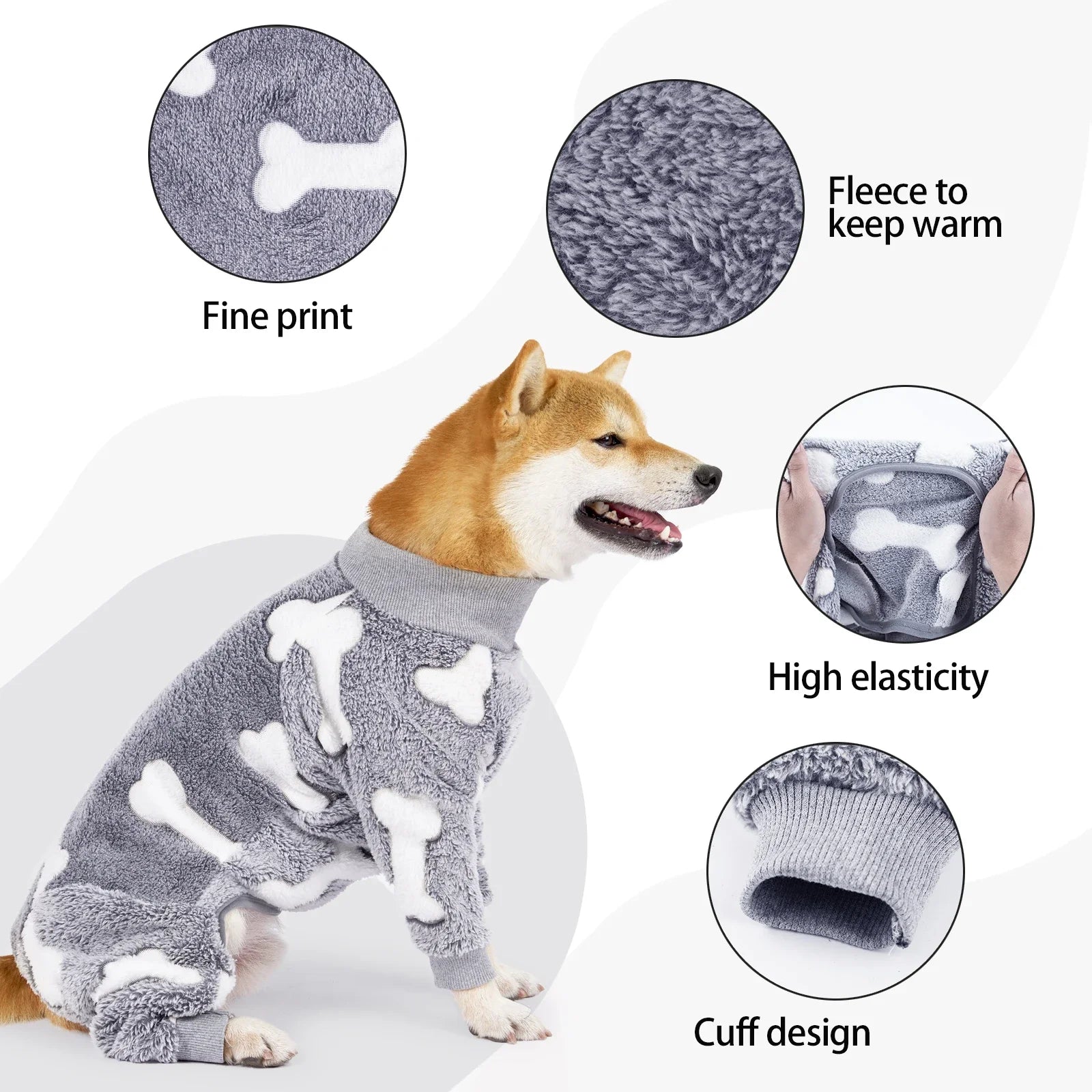 Winter Clothes for Dogs Pajamas Jumpsuit Four Legs Winter Onesies for Medium Large Dogs Warm Puppy Jumpsuit Dog Clothes