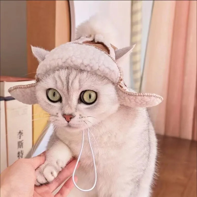 Pet Plush Warm Windproof Lamb Fur Pet Dog Hat Winter Cat Flying Hat Teddy Bear Hat Dog Accessories for Small Dog Cool