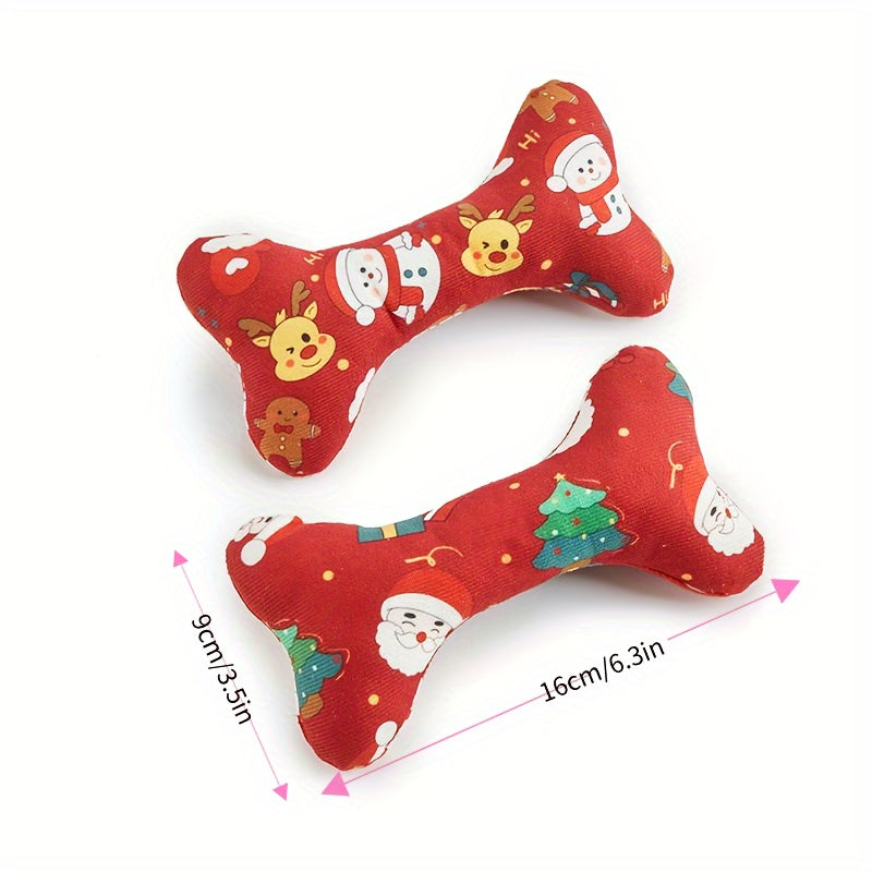 1 pet plush toy Christmas bone +1pc Cleaning rod durable chew toy for cats and dogs, sound toy, Christmas birthday party toy, health game, Interactive Pet Toy, Chew Resistance Training, Playful Pet Gift, Petsafe Fabric, Longl